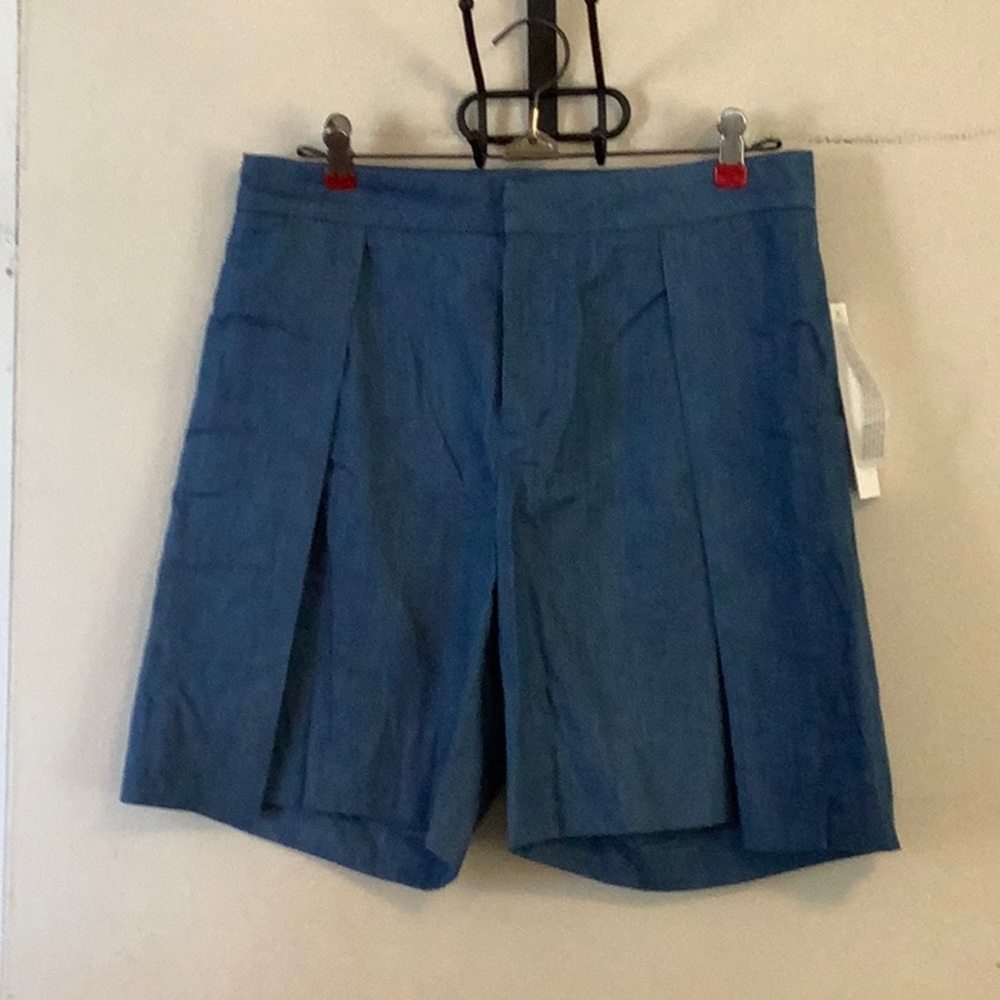 Chambray Pleated Shorts with Pockets NWT